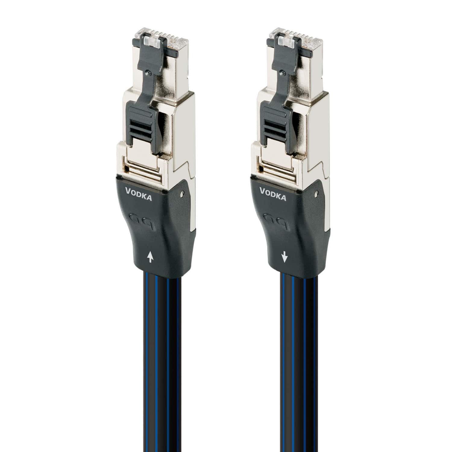 AudioQuest - Vodka RJ/E 16.4' Digital Ethernet Cable with RJ45 to RJ45 Connectors - Black with Blue Stripes - Front_Zoom