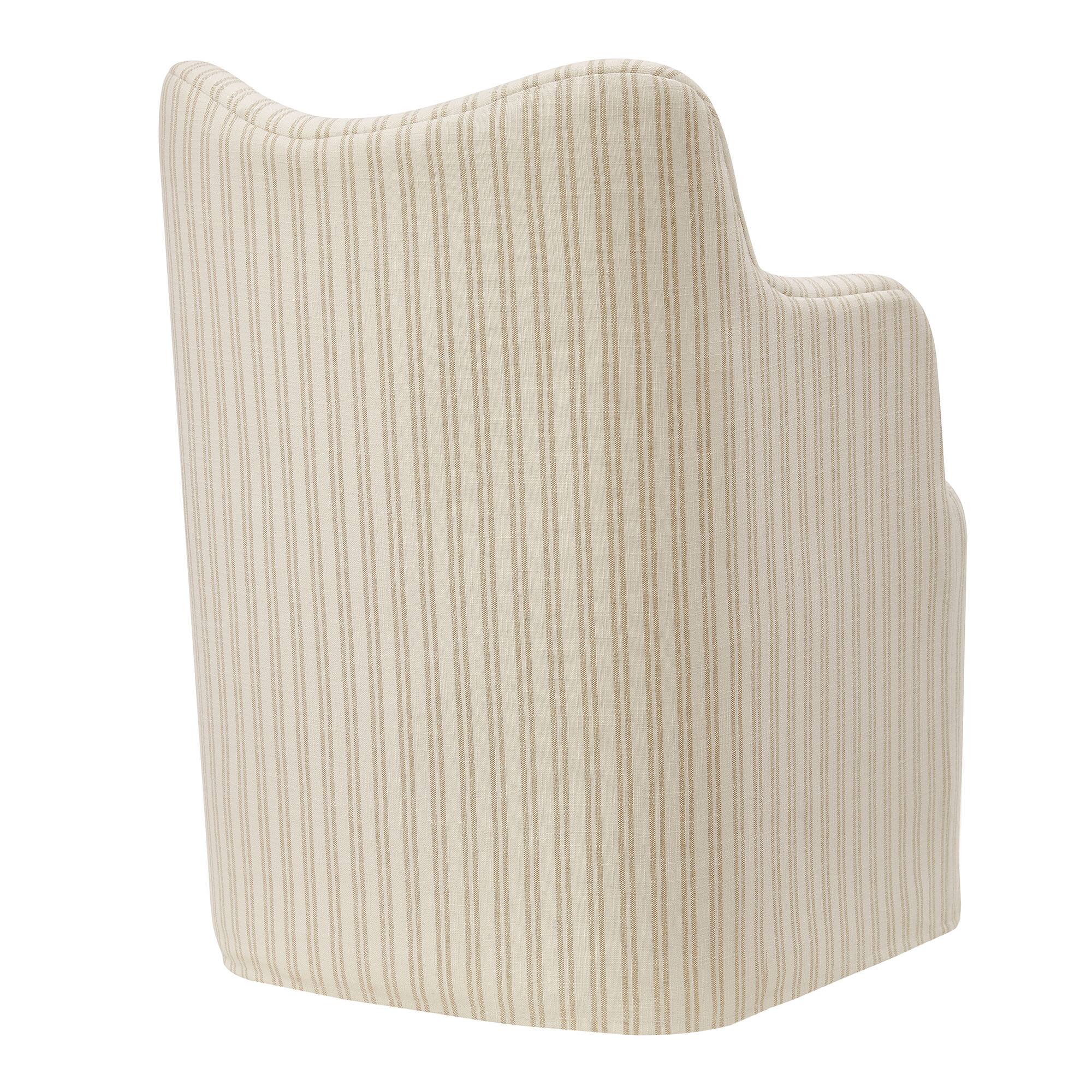 Alt View 3. Modway - Cordelle Linen Blend Swivel Dining Chair by Modway - Oatmeal Stripe.