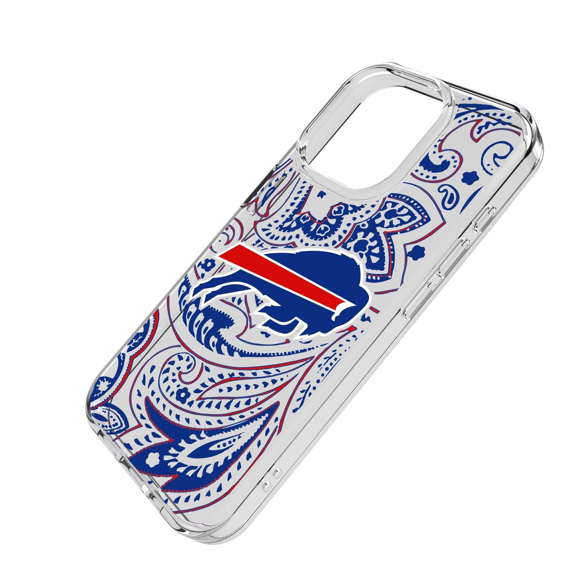 Alt View 1. Keyscaper - Buffalo Bills iPhone Clear Paisley Design Case - 14 Pro Max - Multicolor.