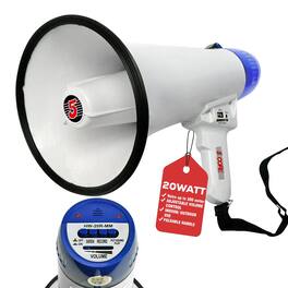 5 CORE - Megaphone 20W Bull Horn PA Speaker w 300 Yards Range Loud Siren Voice Amp Portable Megafono - White