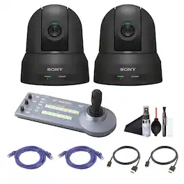 2x Sony SRG-X40UH PTZ Camera + RM-IP10 IP Remote Controller + Cables - Black