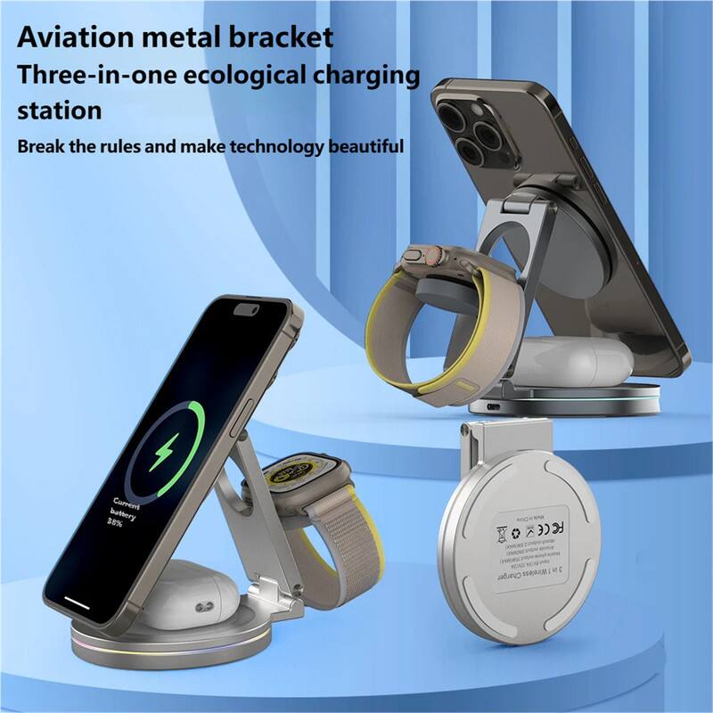 Aviation metal bracket  
Three-in-one ecological charging station  

Break the rules and make technology beautiful  

Current Battery  
38%