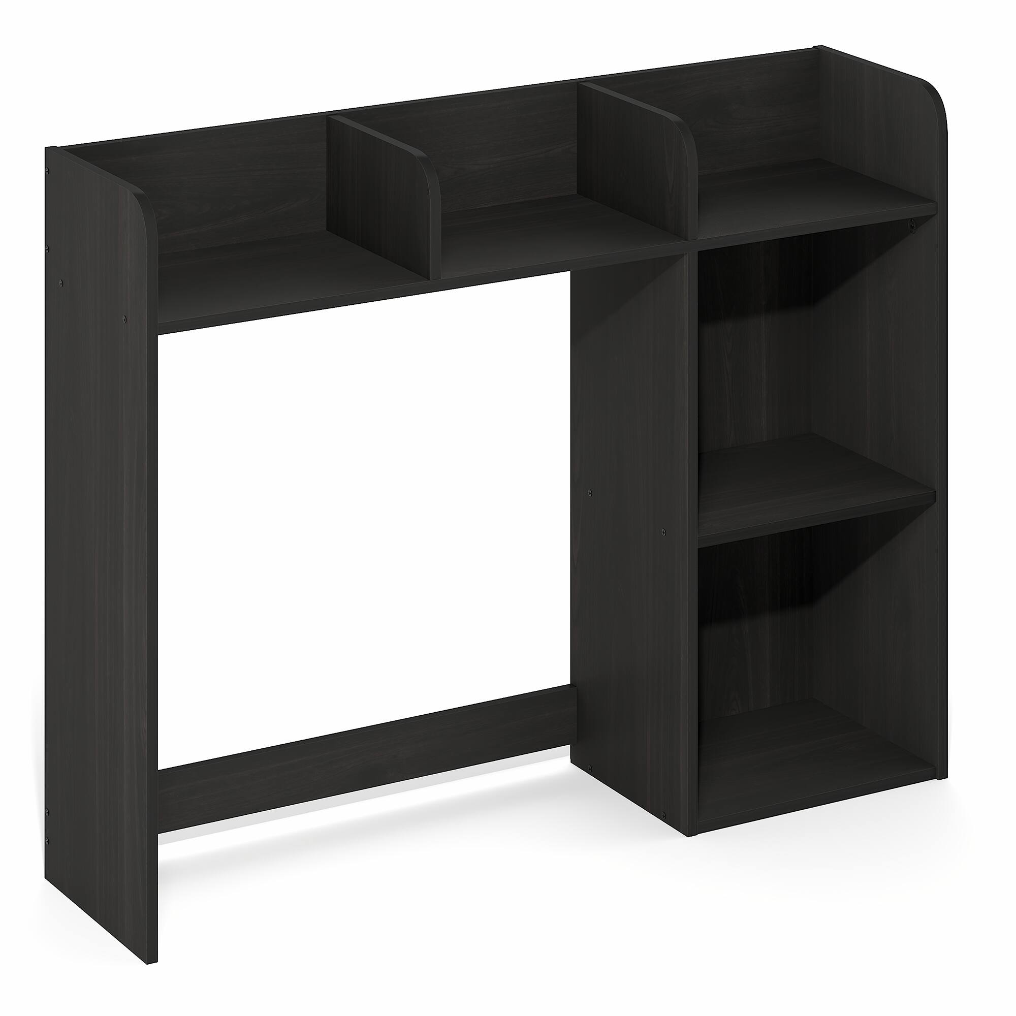 Alt View 5. Furinno - BASIC Book Shelf, Desk Shelf, 5-Shelf Desktop Hutch, Desk Organzier, for Office Supplies, Office Desk Accessories - Espresso.