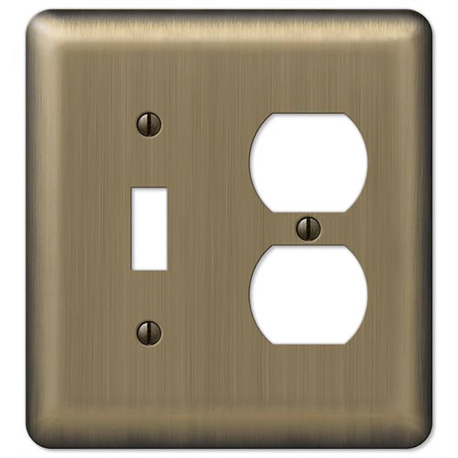 Angle. AMERELLE - Amerelle Devon Brushed Brass 2 gang Stamped Steel Duplex/Toggle Wall Plate 1 pk - Brass.