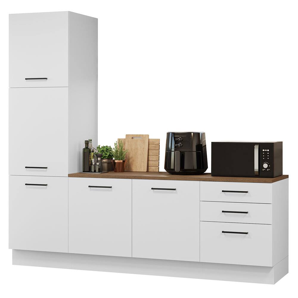 Front. Madesa - Madesa Hazel Kitchen Set 94"L Pantry Storage and Base Cabinet with Drawers - White - White.