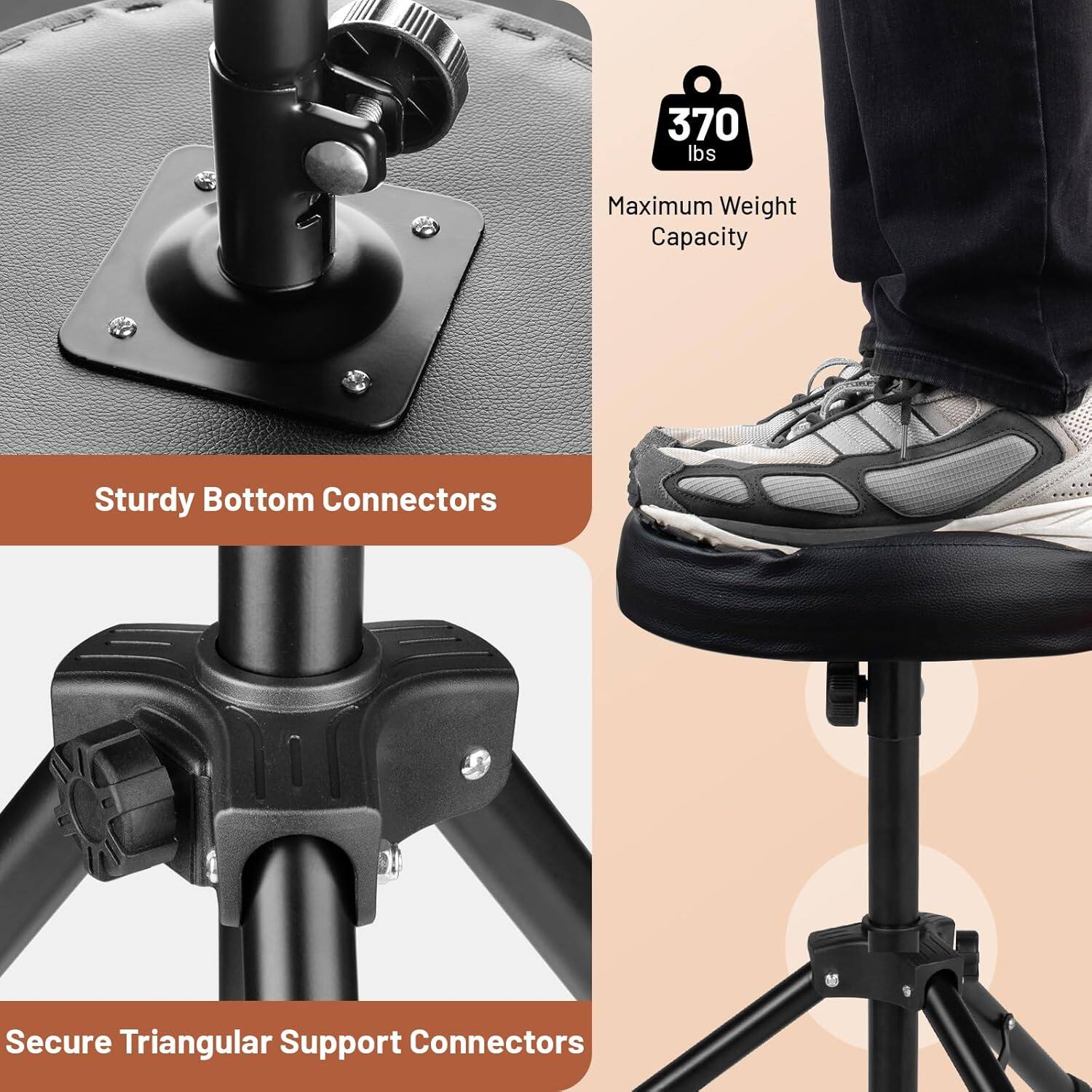 370 lbs Maximum Weight Capacity  
Sturdy Bottom Connectors  
Secure Triangular Support Connectors