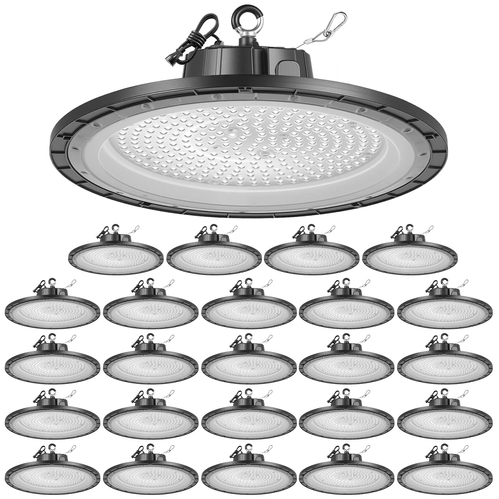 VEVOR - 20 Pack LED High Bay Lights, 5000K 150W 21000LM Super Bright UFO LED Warehouse Shop Lights, IP65 Waterproof - Black