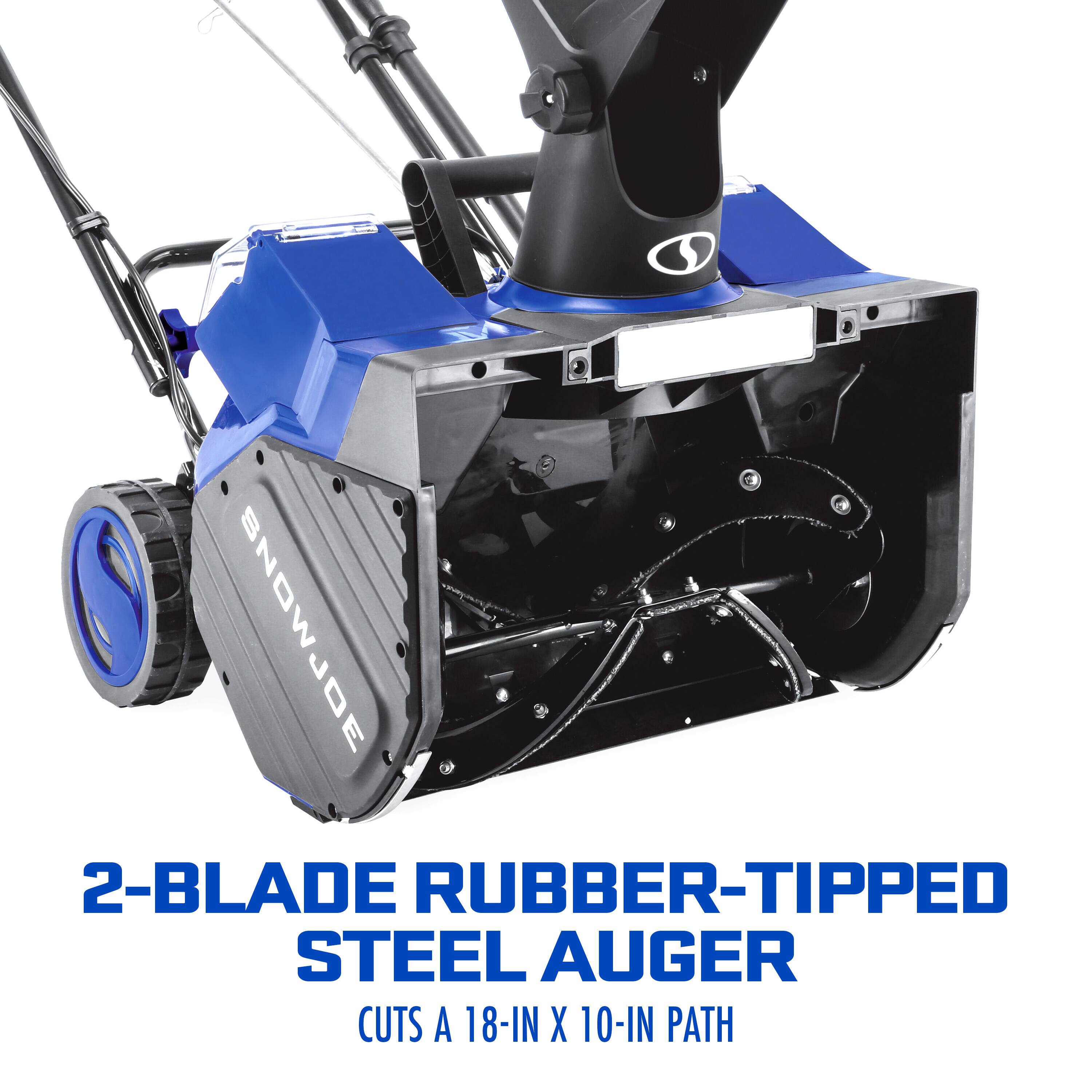 Promons 2-Blade Rubber-Tipped Steel Auger cuts a 18-in x 10-in path.