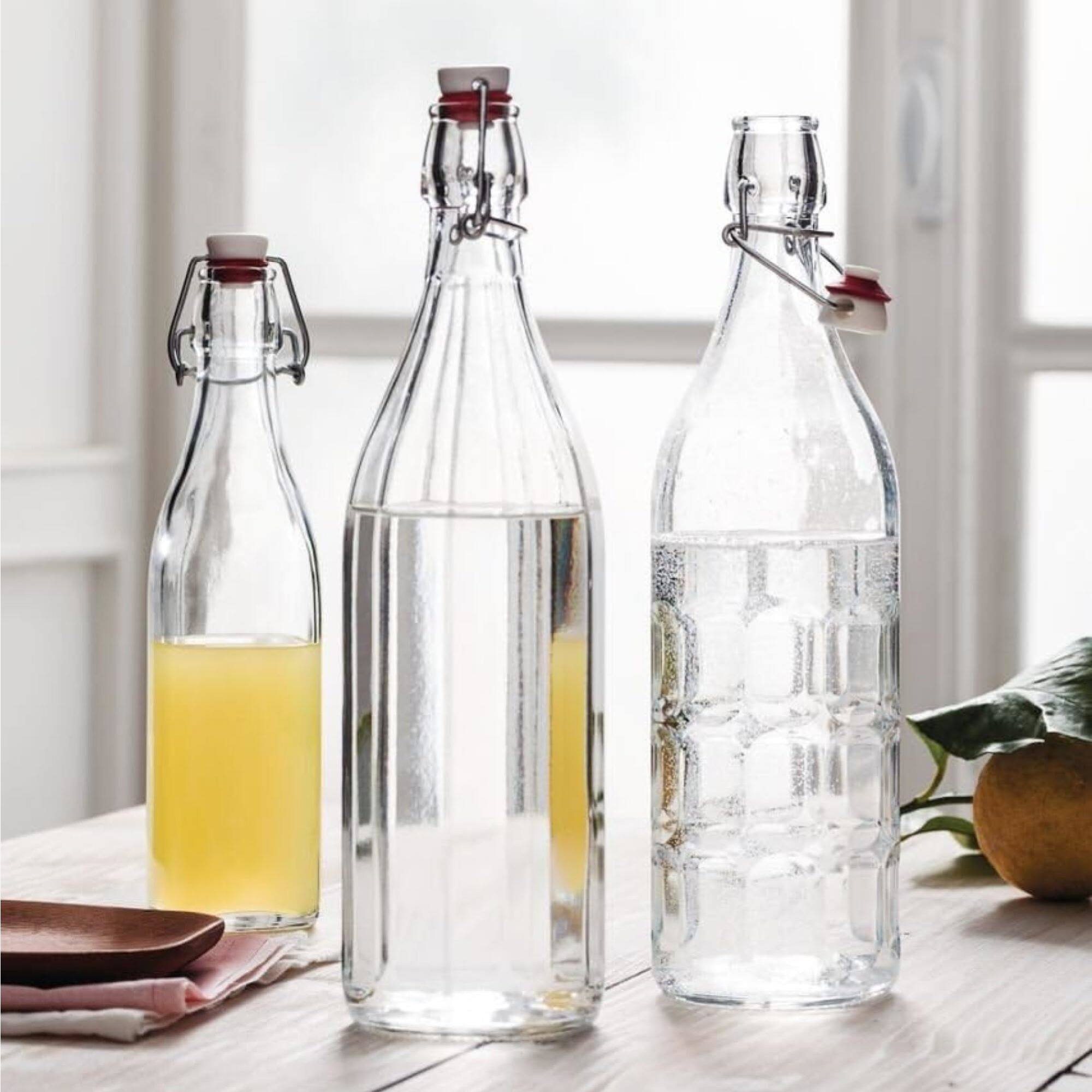 Back. Bormioli Rocco - Bormioli Rocco Moresca Swing Top Bottle 33.75 oz Clear Vintage Glass Airtight Flip Cap - Clear.
