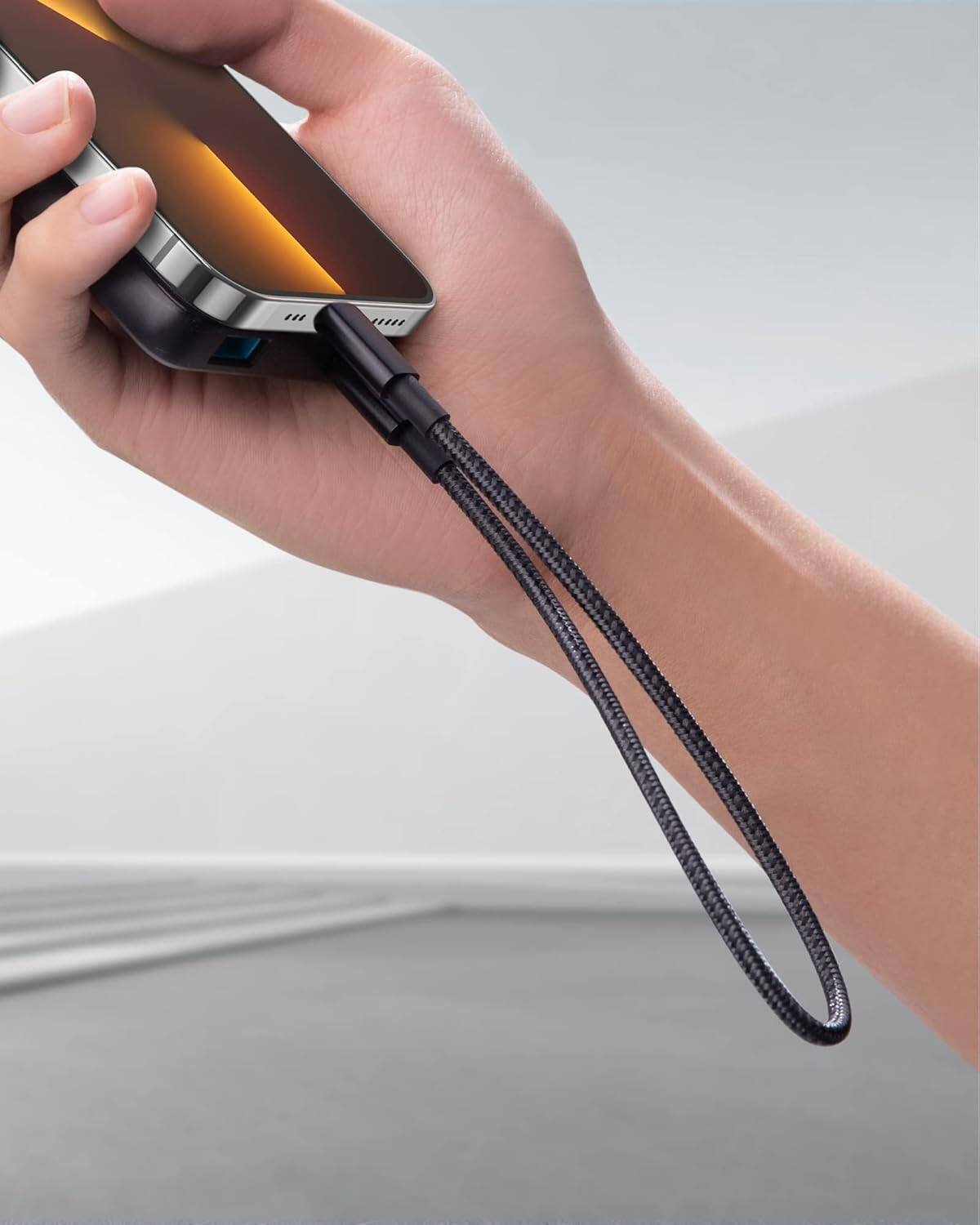 Alt View 6. Anker - Anker New Nylon USB C to Lightning Cable (1ft) - Black.