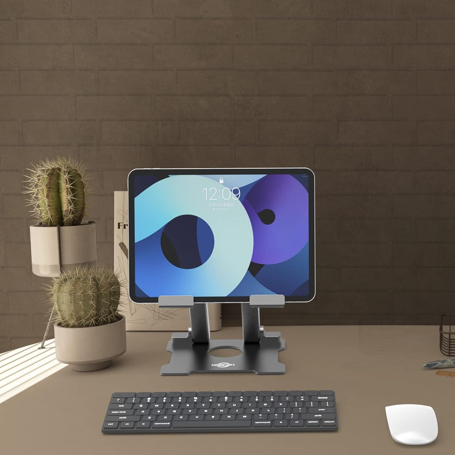 Alt View 4. FINEAK - Adjustable Aluminum Tablet Stand 7-13.5" - Fits iPad, Surface Pro, Fire HD 10, Galaxy Tab - Gray.