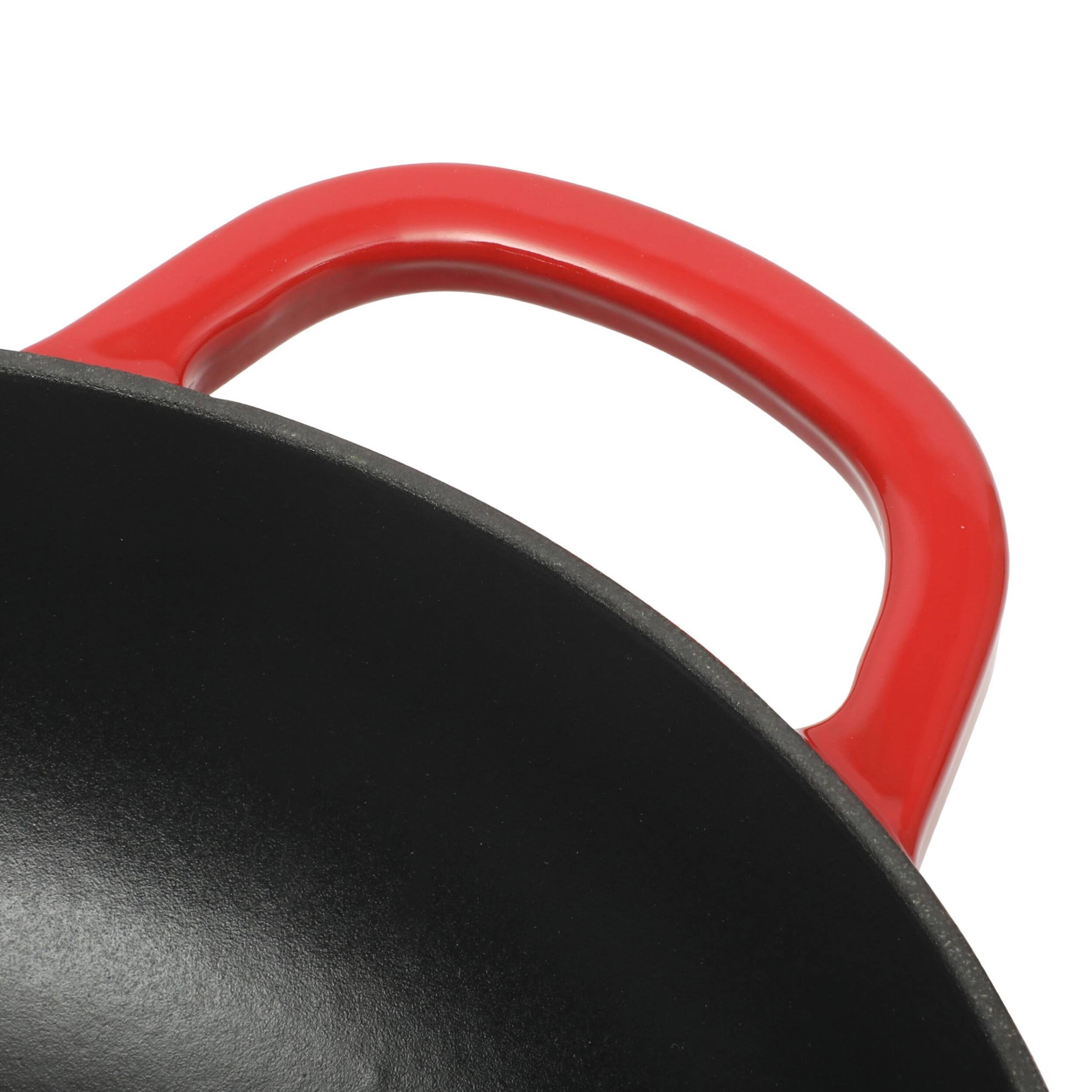 Alt View 4. Crockpot - Crock Pot 5 Quart Enameled Cast Iron Multi Use Everday Pan With Borosilicate Lid in Red - Red.