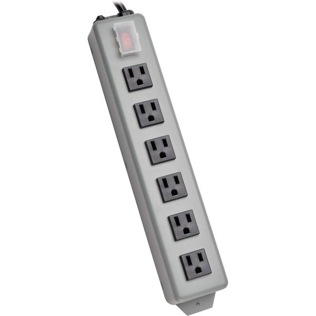 Front. Tripp Lite - Eaton Tripp Lite Series Industrial Power Strip Metal, Lighted Power Switch, 6-Outlet, 6 ft. (1.8 m) Cord - NEMA 5-15P - Unknown.