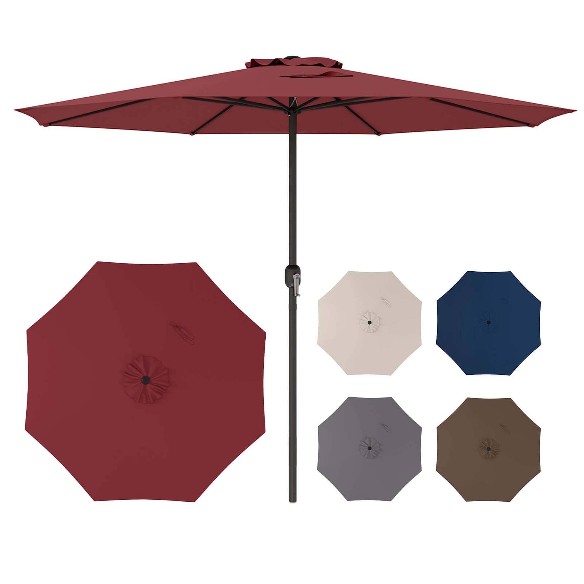 Alt View 1. Costway - 12 FT Patio Umbrella Outdoor Market Umbrella with Crank Handle 8 Sturdy Ribs - Red.