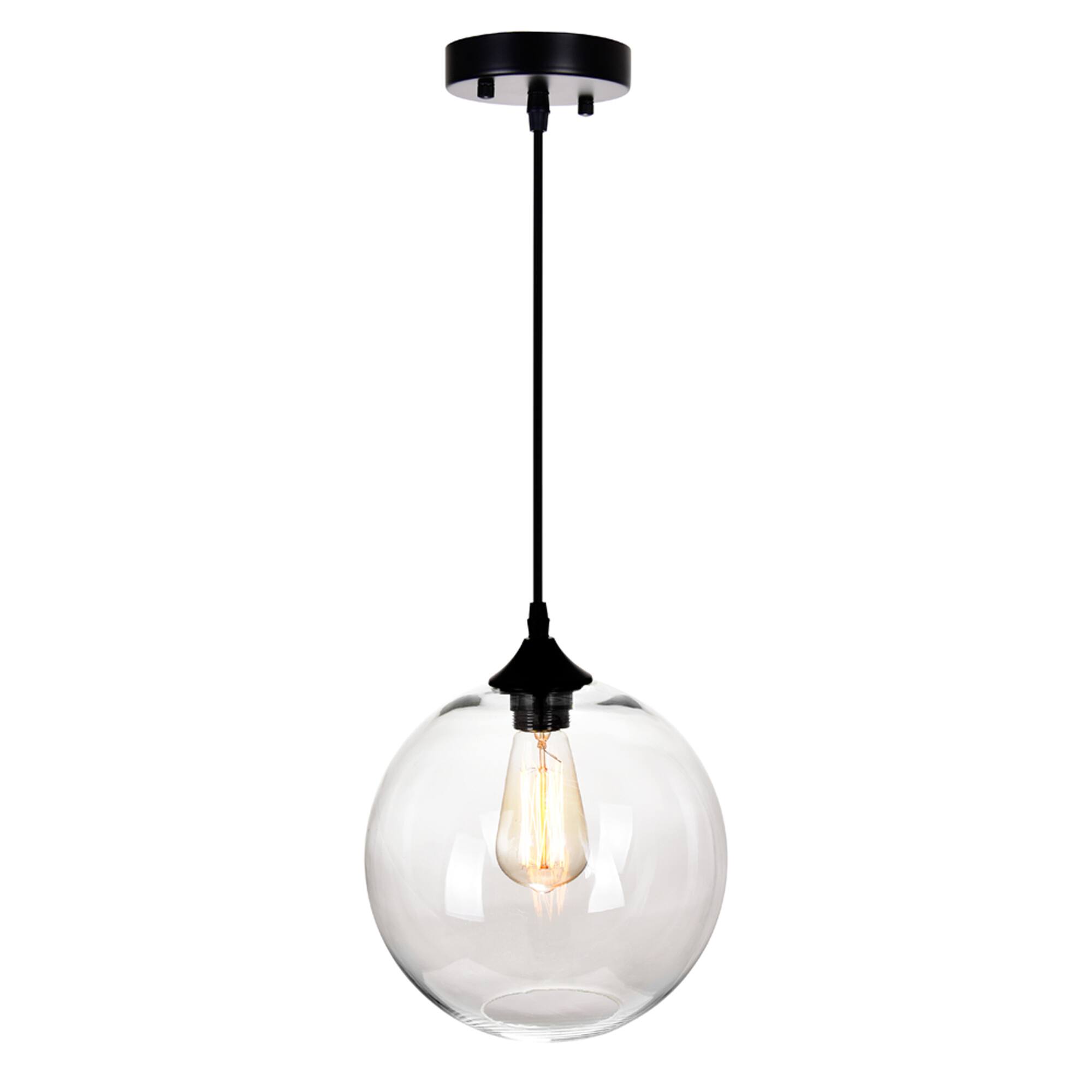 Left. CWI Lighting - Glass 1 Light Down Mini Pendant With Clear Finish - Black.
