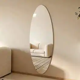 Boyel Living - 63 by 24 Inch Modern Oval Full Length Wall Mirror HD Copper Free Silver Glass Shatterproof for Bedroom Salon