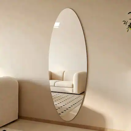 Front. Boyel Living - 63 by 24 Inch Modern Oval Full Length Wall Mirror HD Copper Free Silver Glass Shatterproof for Bedroom Salon.