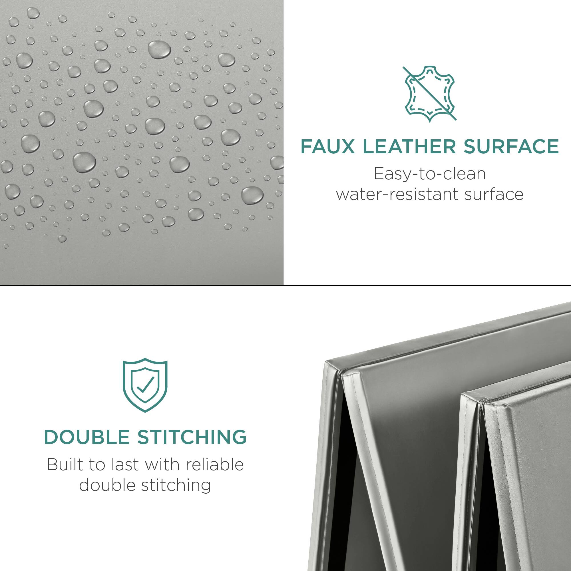 FAUX LEATHER SURFACE
Easy-to-clean, water-resistant surface

DOUBLE STITCHING
Built to last with reliable double stitching