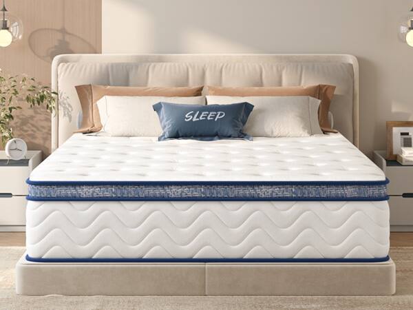 Alt View 2. GOODSILO - 10 Inch Queen Size Hybrid Mattress with Pocket Springs and Memory Foam, Pressure Relief - White.