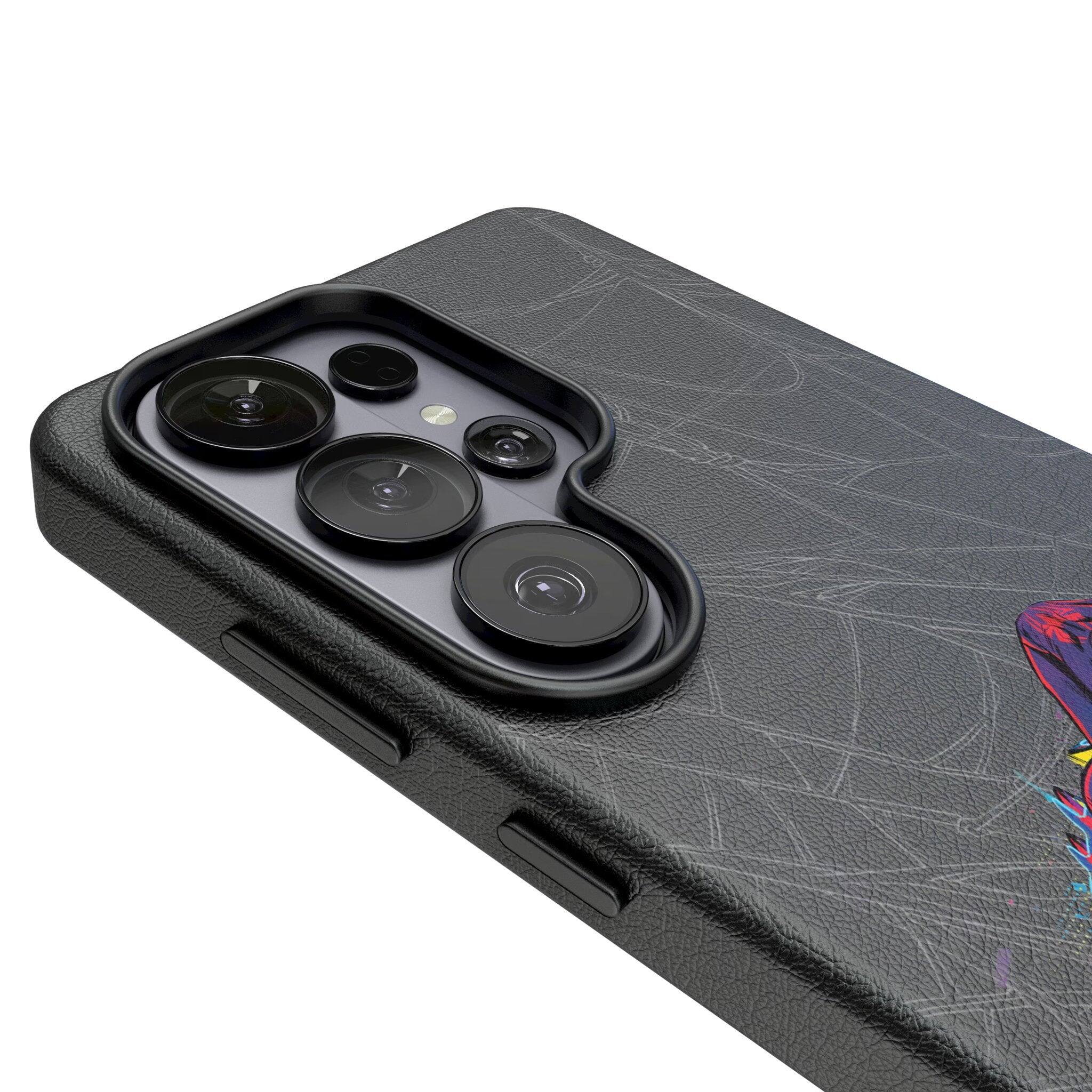 Left. Keyscaper - Marvel Badge MagSafe Compatible Phone Case - Samsung Galaxy S26 - Miles Morales 2.