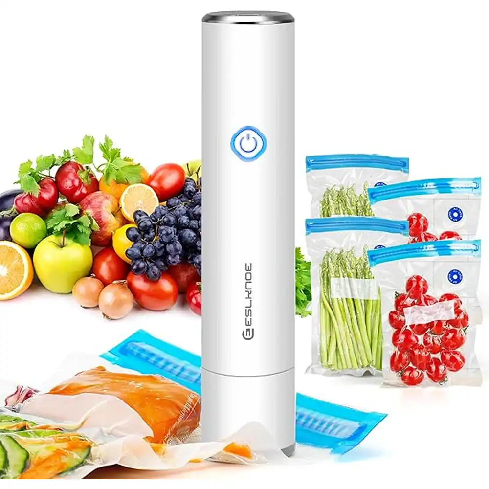 ACJPR - handheld / portable vacuum sealer with reusable zipper-bags - White