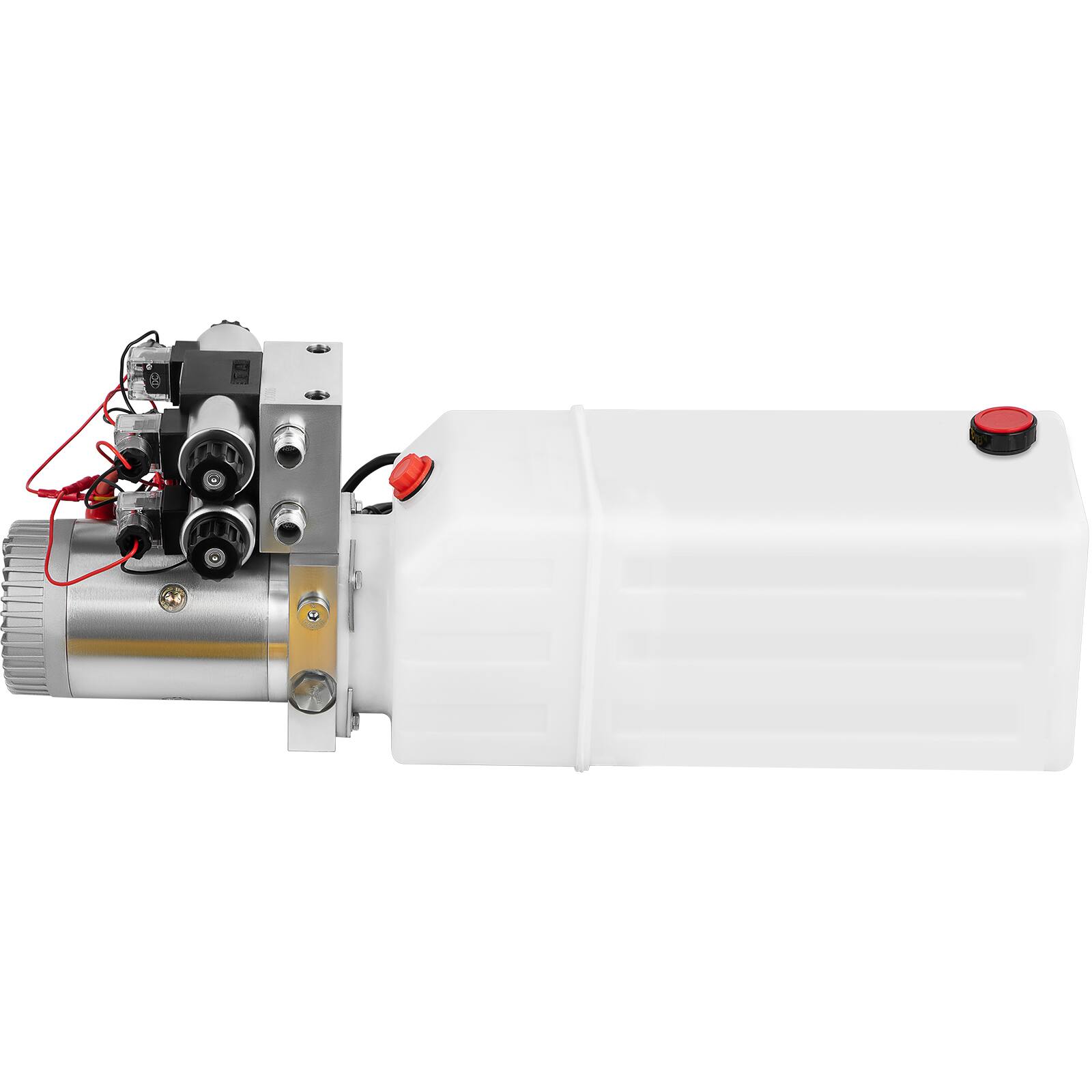 Alt View 5. VEVOR - Hydraulic Pump, 8 Quart/2 Gal Double Acting Dump Trailer Pump DC 12V, 3200 PSI Max Relief Pressure, Electric Hydraulic - Silver;Black.