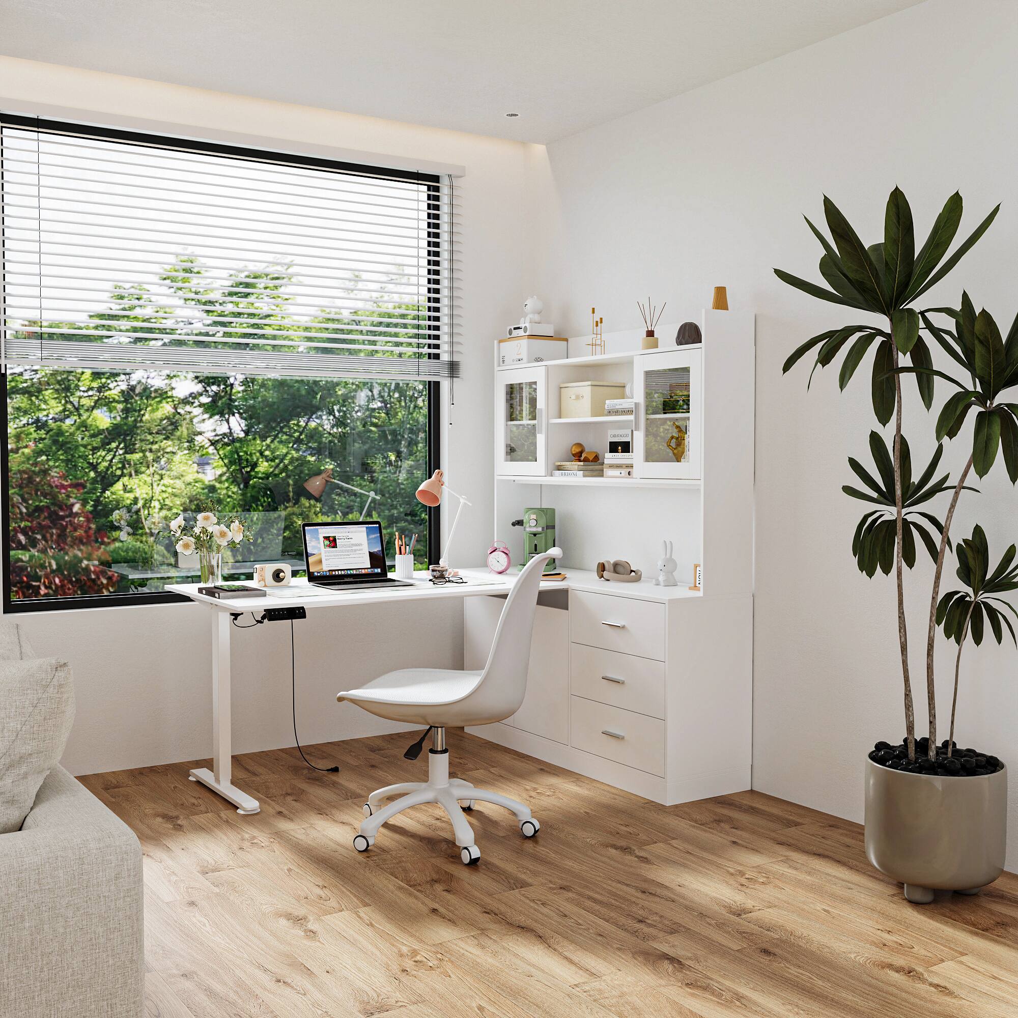 Alt View 8. Famapy - Famapy Electric Standing Desk with Storage: Ergonomic, Organized, Modern Home Office Solution - White.