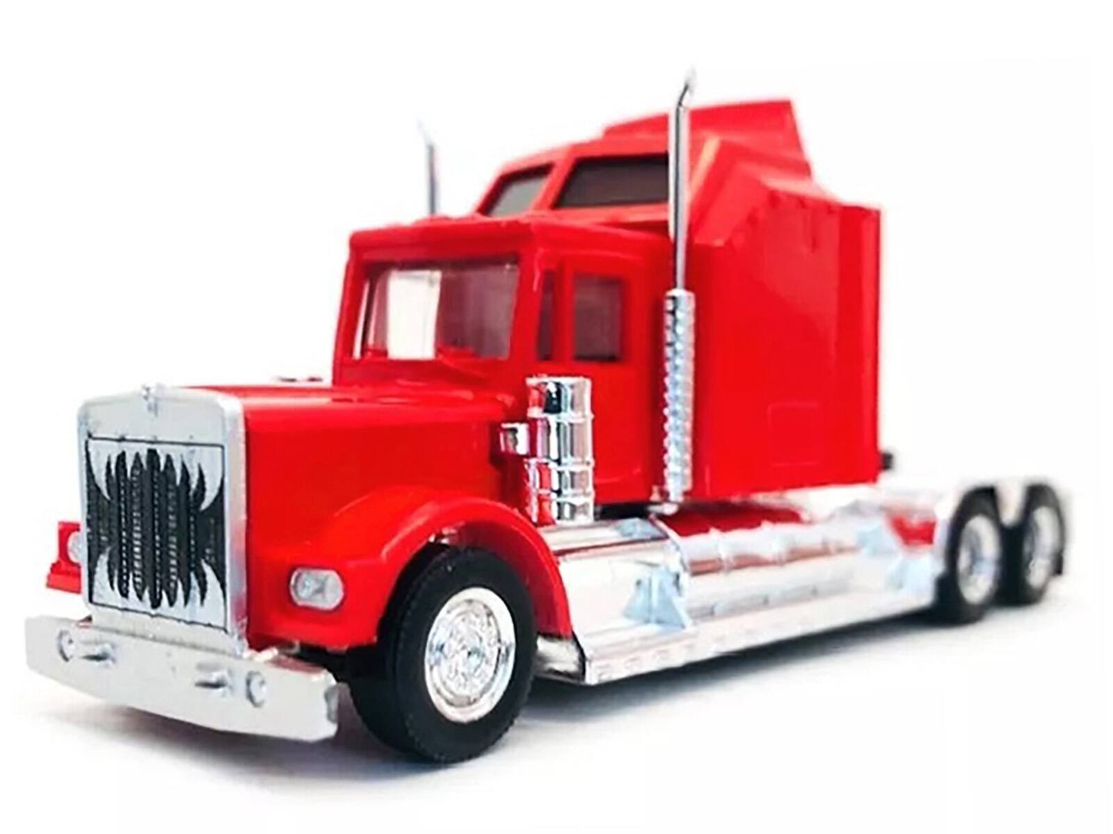Angle. Promotex - Kenworth W900 with Extra Large Sleeper Red 1/87 (HO) Plastic Model Car by Promotex - Red.