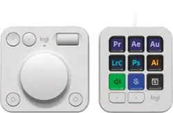Logitech - MX Creative Console Programmable Keypad with 9 Customizable Keys & Control Dial for Graphic Design, Video Editing, more - Pale Gray - Front_Zoom