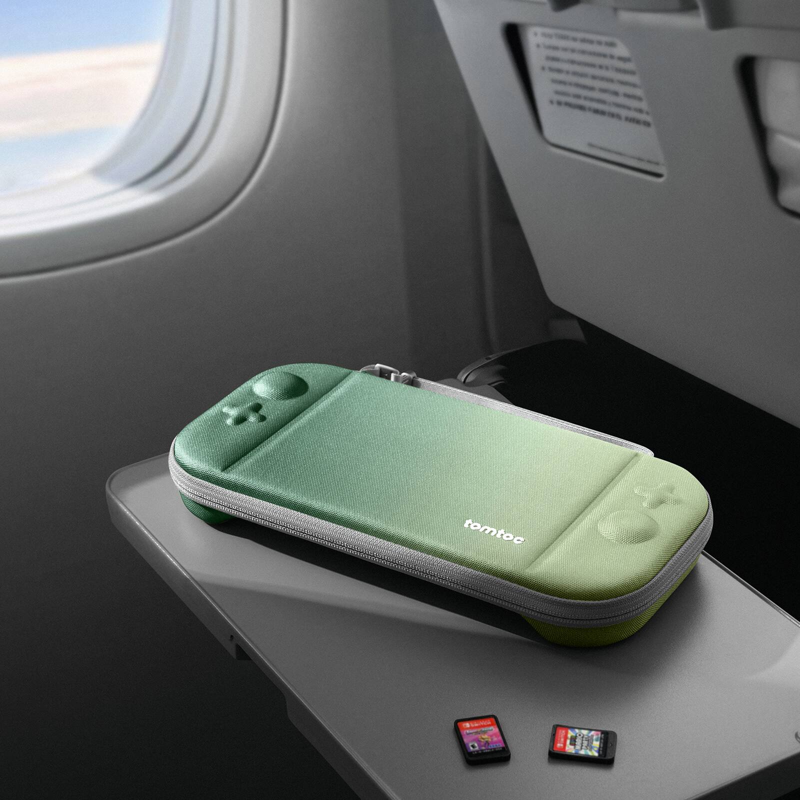 Alt View 7. tomtoc - tomtoc Slim Carrying Case for Nintendo Switch 2 Model 2025, Odorless Protective Hard Shell with 12 Game Card Slots - Matcha Green.