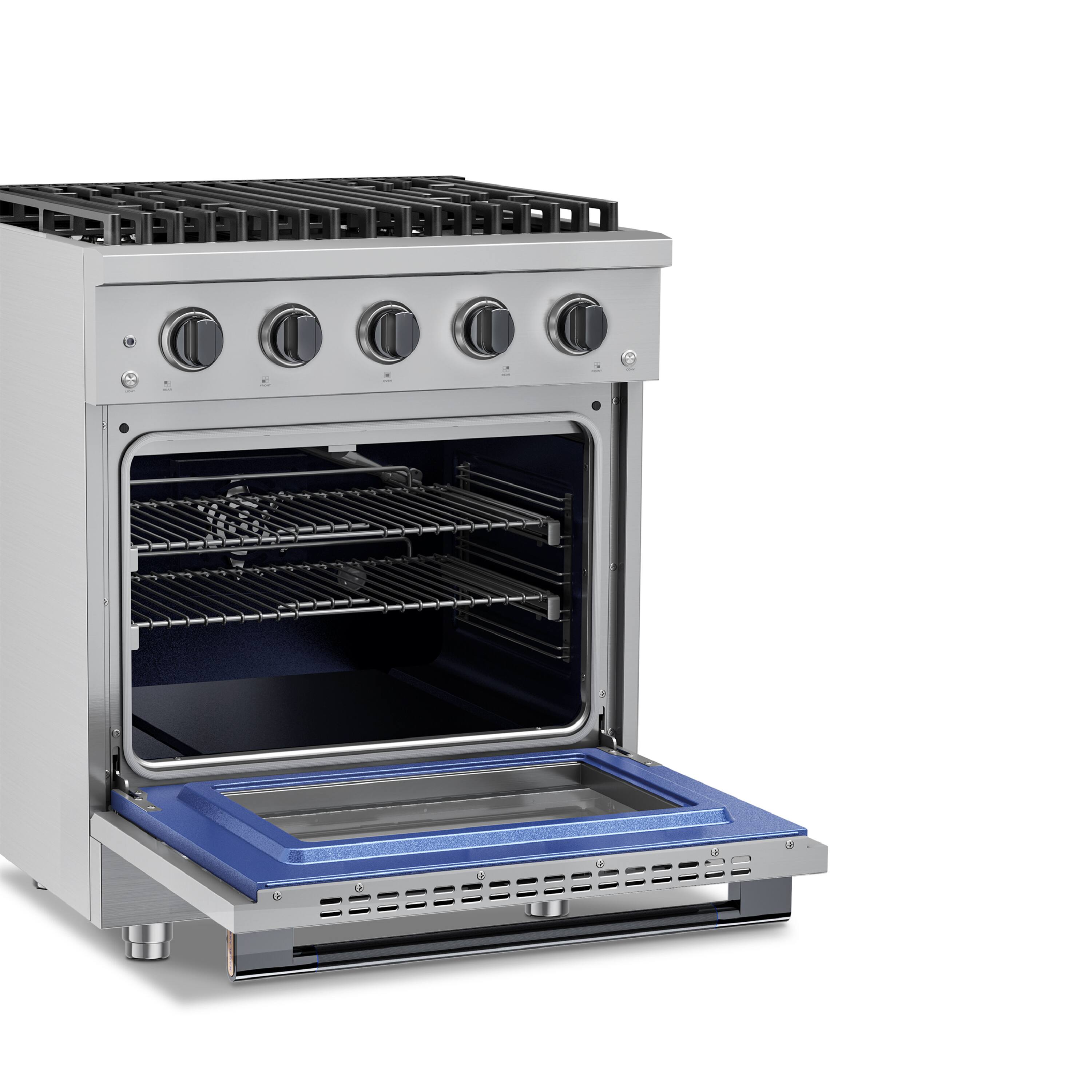 Alt View 3. Hauslane - HausPro 30 in. 4 Burners Gas Range in Black Stainless Steel with 20,000 BTU and Convection Oven with 5 Rack Positions - Black Stainless Steel.