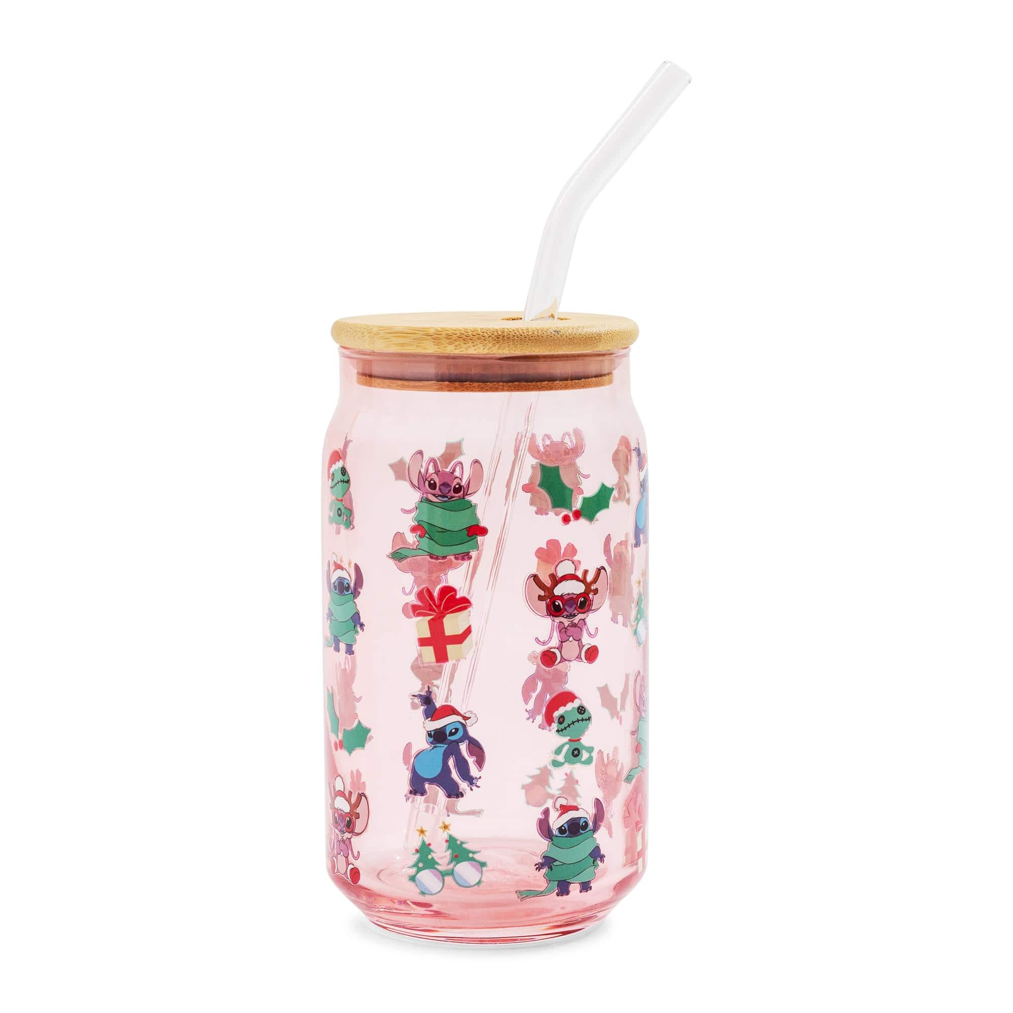 Silver Buffalo - Disney Lilo & Stitch Holiday 16-Ounce Glass Tumbler With Bamboo Lid and Straw - Pink price history on PriceWatchPro