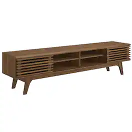 FurniFact - wood entertainment center with spacious TV stand and sleek design - Brown