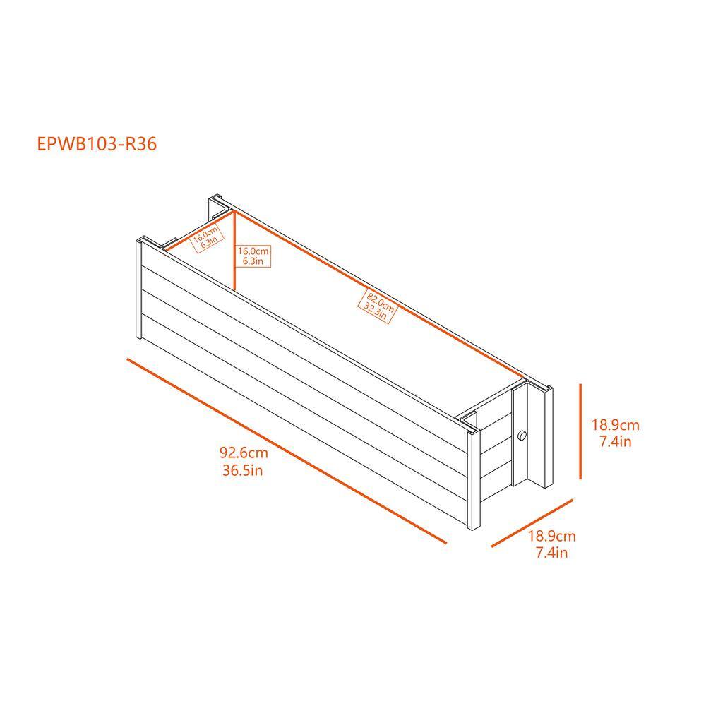 EPWB103-R36  
16.0cm 6.3in  
82.0cm 32.3in  
92.6cm 36.5in  
18.9cm 7.4in  
18.9cm 7.4in