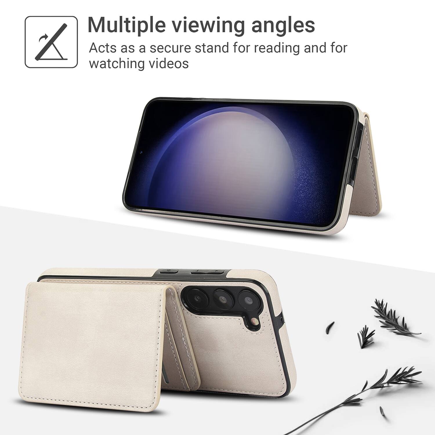 Multiple viewing angles  
Acts as a secure stand for reading and for watching videos