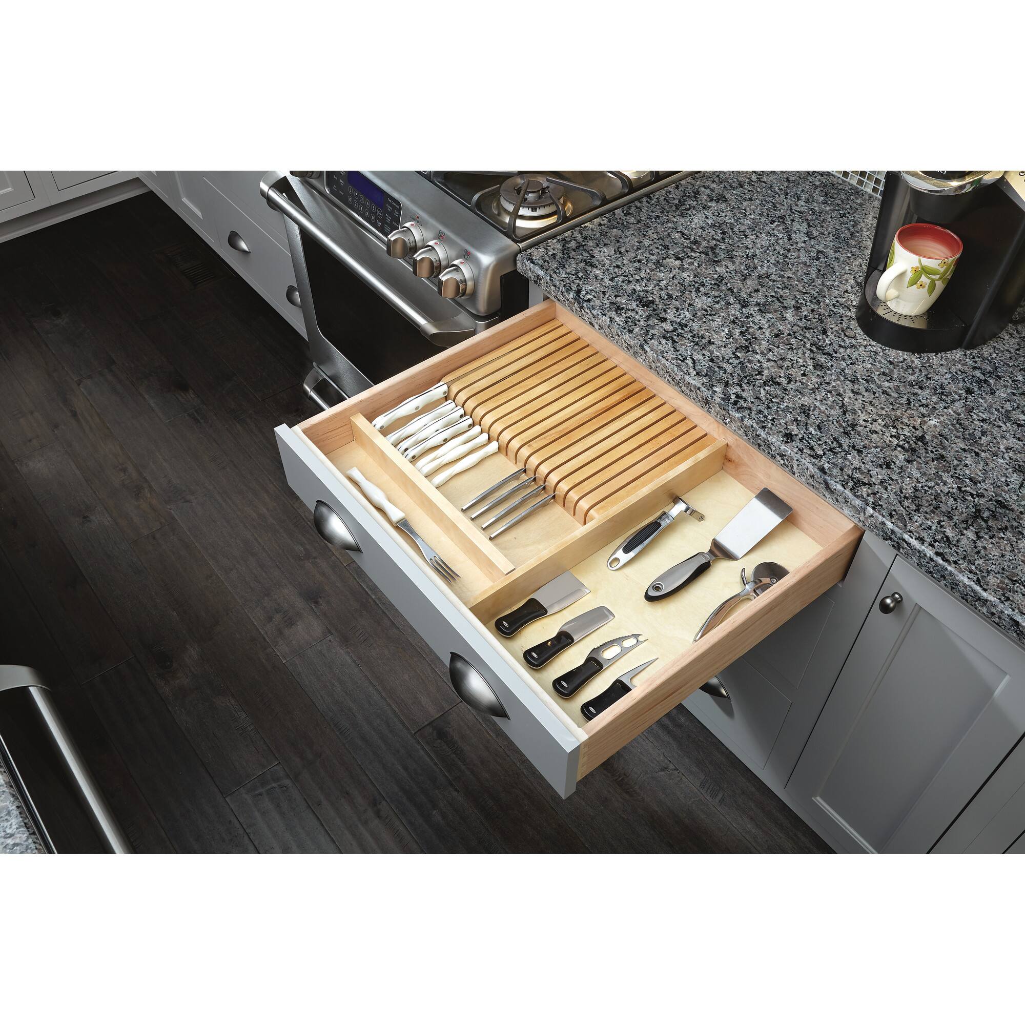 Alt View 3. Rev-A-Shelf - Rev-A-Shelf Trim to Fit Knife Block 19 Slot Drawer Organizer Insert, 4WKB-1 - Natural.