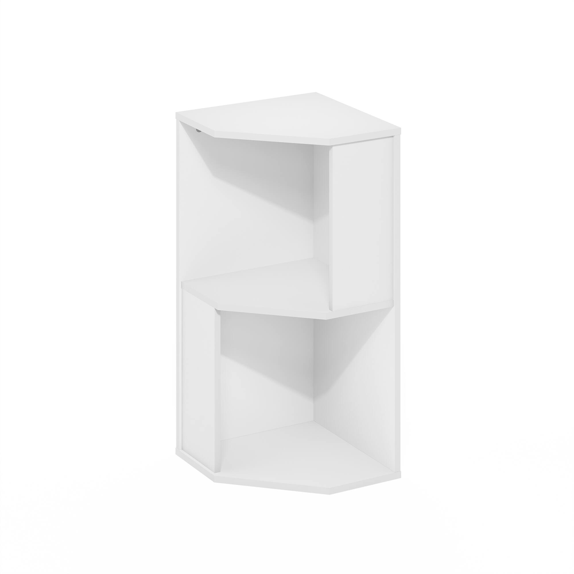 Alt View 6. Furinno - ECON Corner Bookshelf, 2 Tier Corner Shelf, Bookcase, Book Shelf, 12 x 12 x 25, for Home Office, Living Room - Plain White.