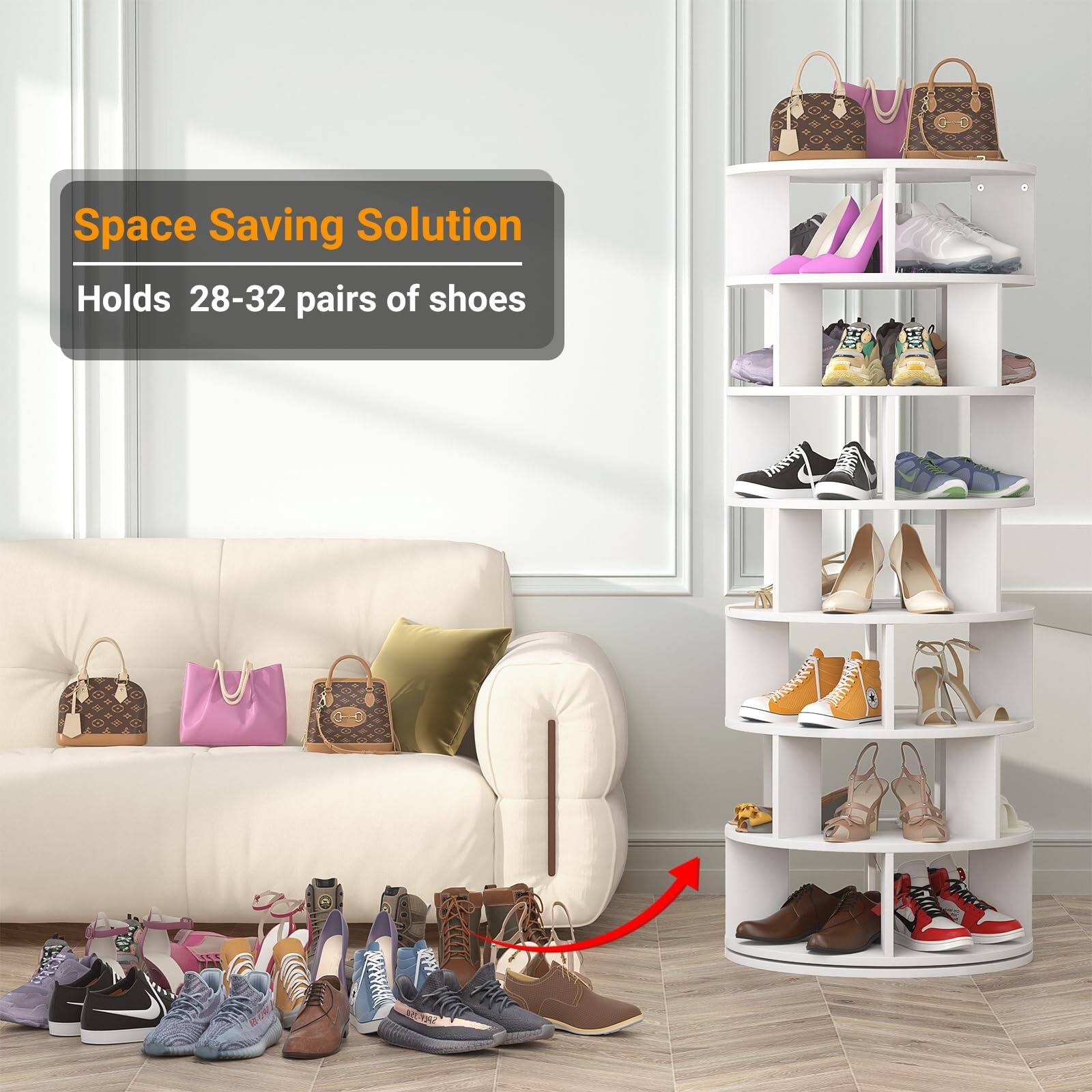 Space Saving Solution  
Holds 28-32 pairs of shoes