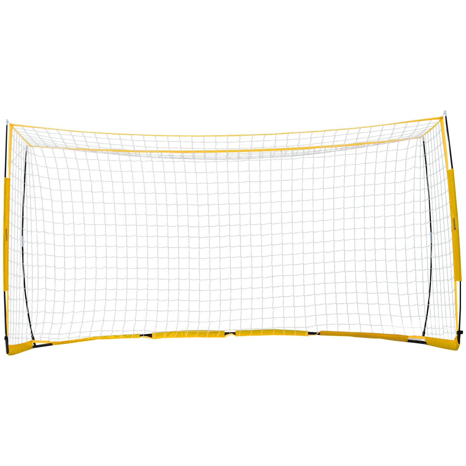 Alt View 5. VEVOR - Portable Soccer Goal, 12x6 ft Adults Kids Backyard Soccer Net, Large, Steel Fiberglass Structure Training Goal Set - Yellow and black.