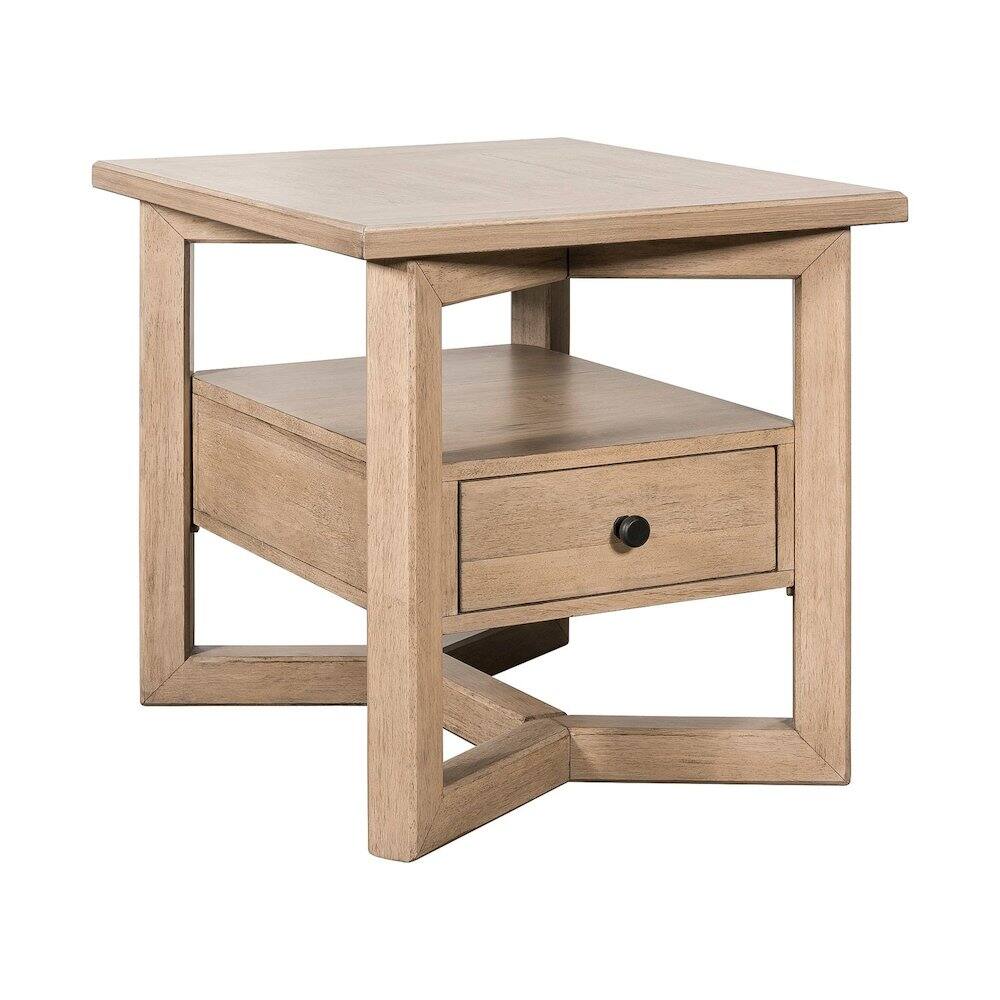 Alt View 2. Liberty Furniture Industries - Living Room Rectangular End Table with Storage Drawer - Barley Buff Birch Wood - Barley Buff.