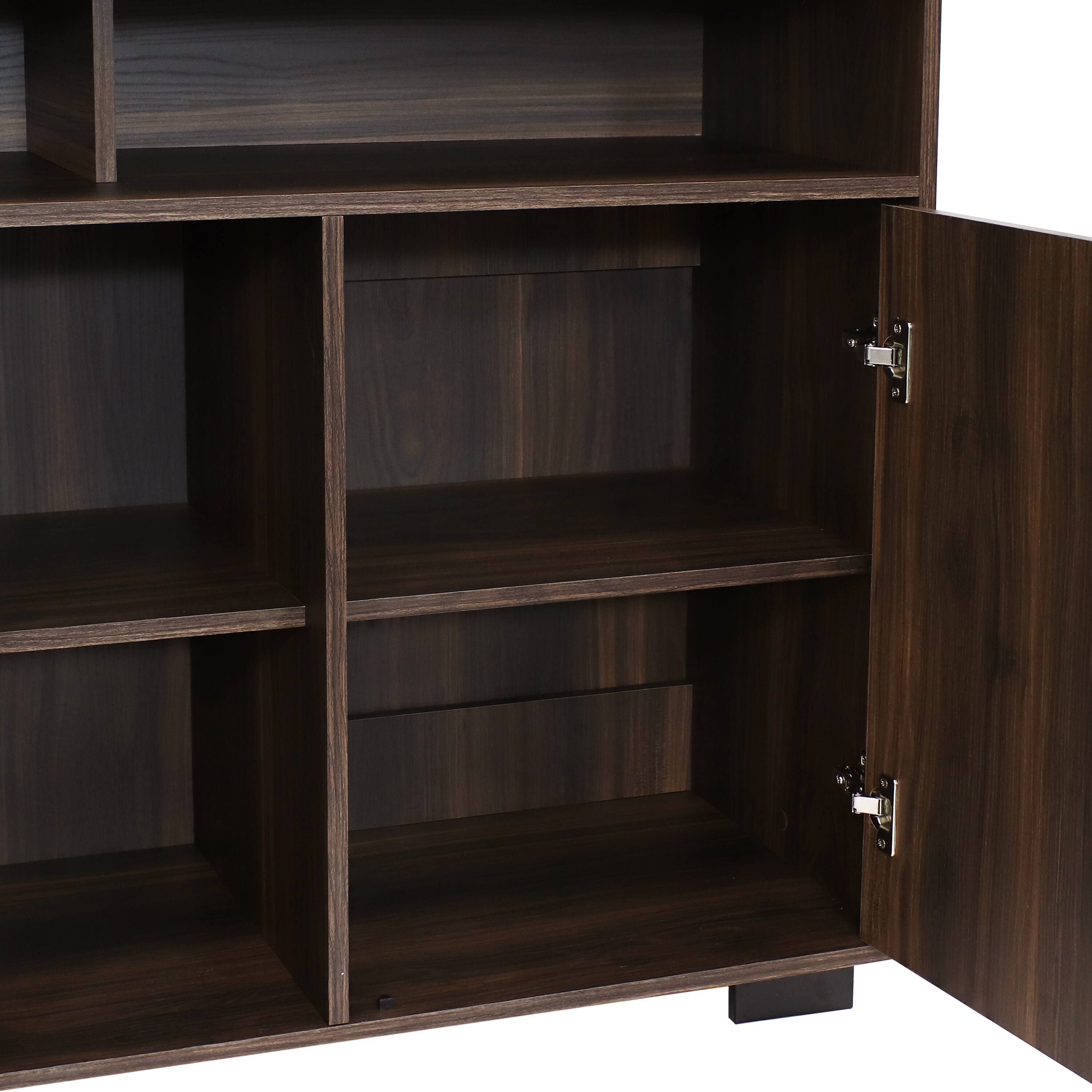 Alt View 8. Sunnydaze - 48.5" Anthony Sideboard Storage Buffet Cabinet with Shelves - Coffee Brown.