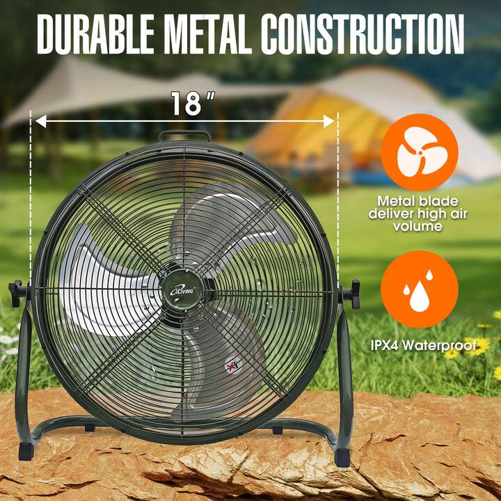 DURABLE METAL CONSTRUCTION

18" Metal blade deliver high air volume

IPX4 Waterproof