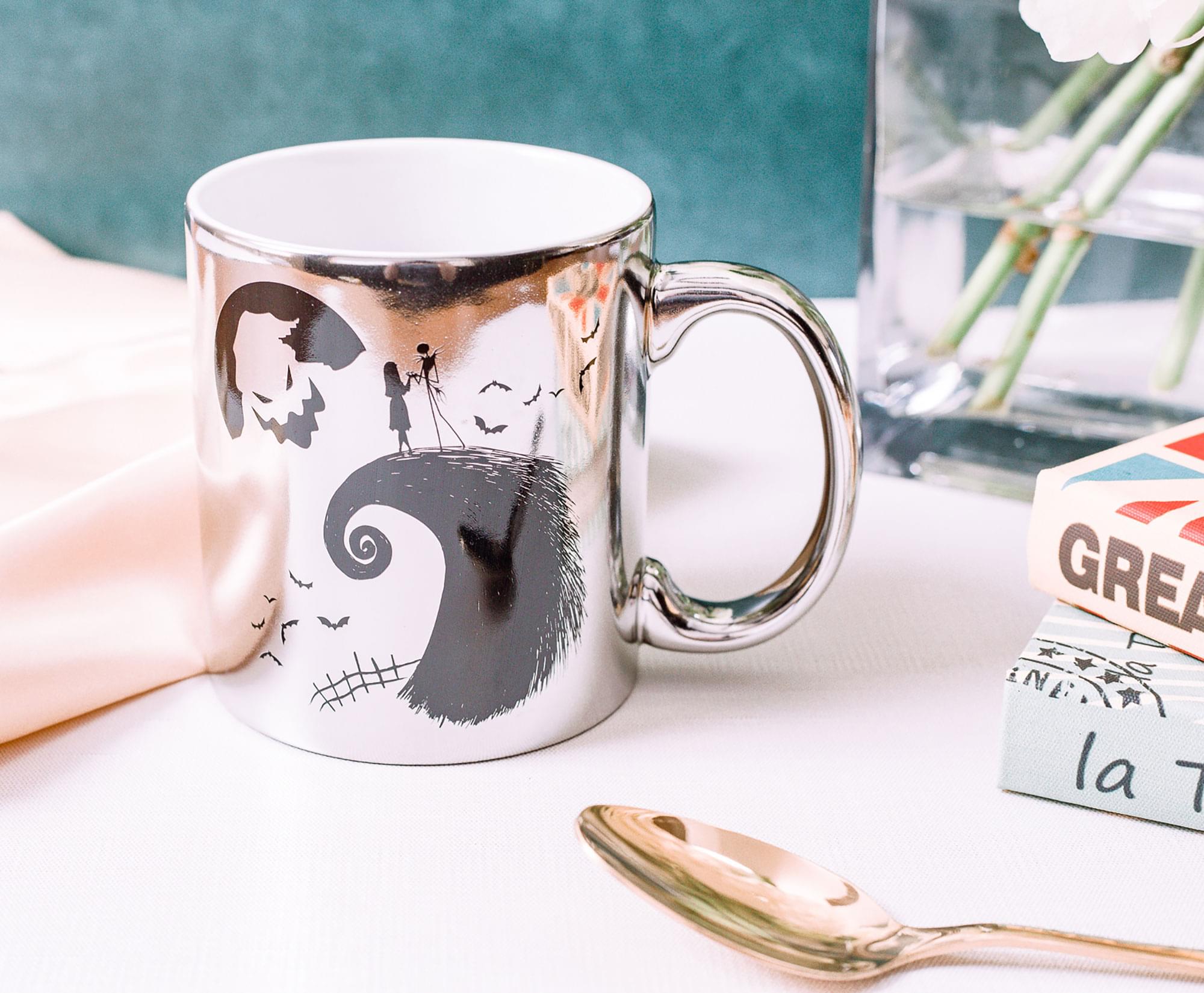 Alt View 1. Disney - Nightmare Before Christmas Silver Electroplate Ceramic Mug | Holds 20 Ounces - Silver.