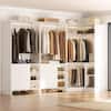 Front. Aheaplus - 61'' - 92.6'' W L-Shaped Closet System - Corner Wardrobe System with 6 Drawers, 4 Hanging Rods, and Shelves - White.