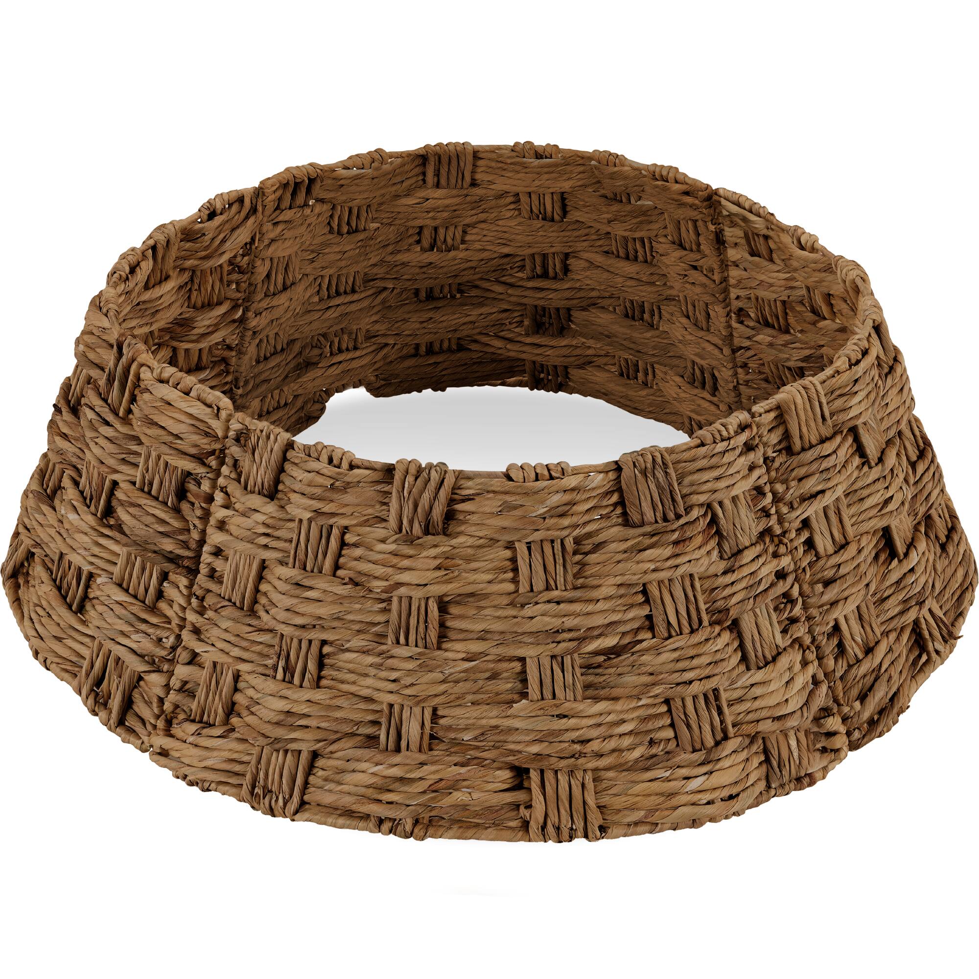 Best Choice Products - 36in Basket Woven Hyacinth Christmas Tree Collar, Tree Skirt Accessory w/ Cord Cut-Out - Chestnut - Chestnut – Basket Weave
