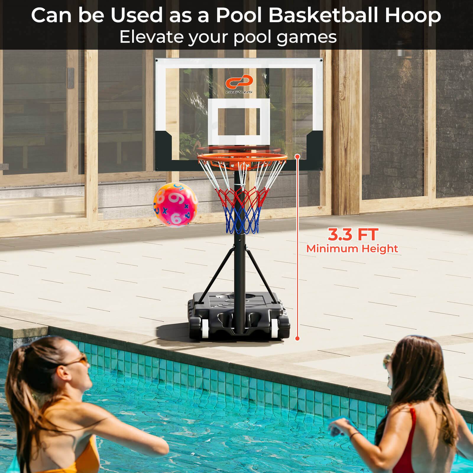 Can be Used as a Pool Basketball Hoop  
Elevate your pool games  
3.3 FT Minimum Height