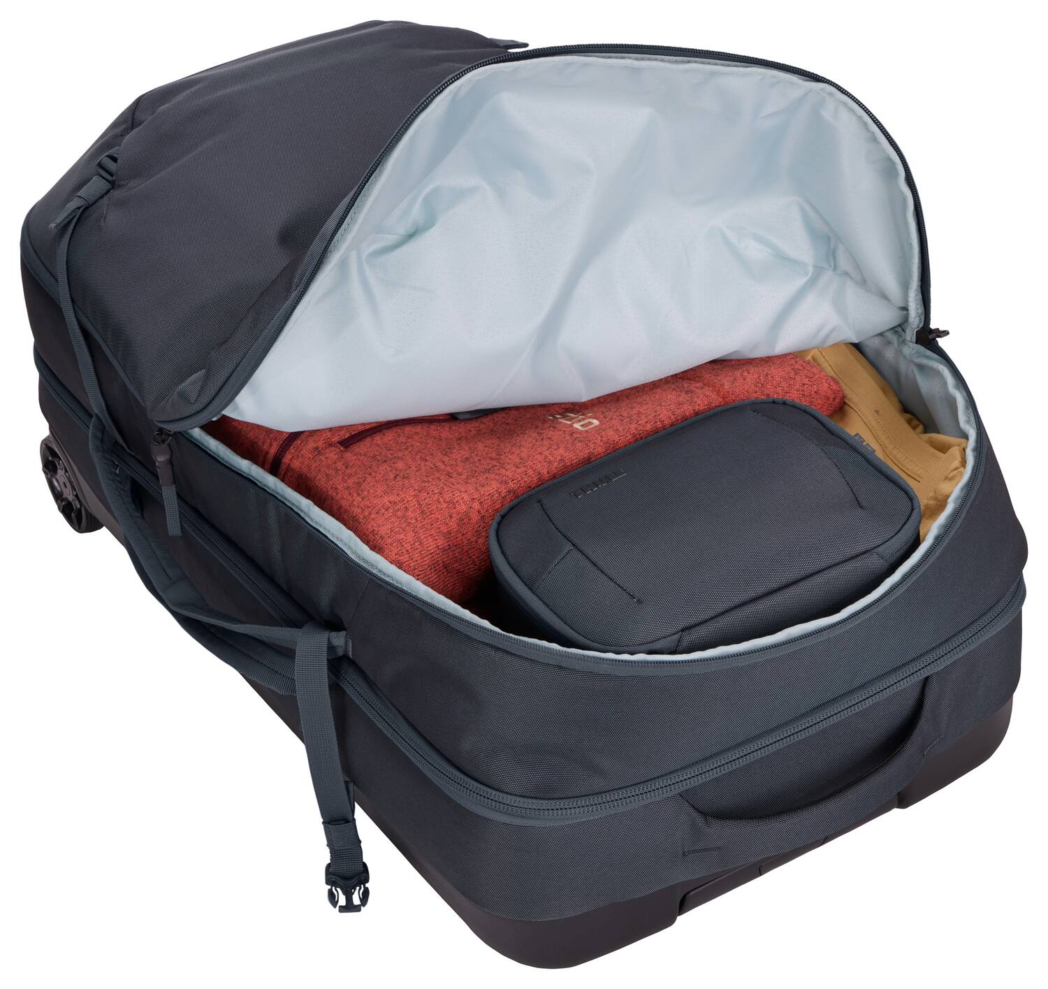 Alt View 1. Thule - Subterra 2 Wheeled Duffel - Dark Slate.