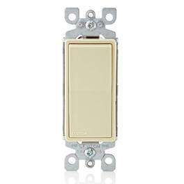 Leviton - 5601-2I 15 Amp 120/277 Volt Decora Rocker Single-Pole Quiet AC Switch - Ivory