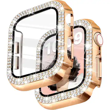 Front. Entronix - Entronix Case Compatible with iWatch Series 6/5/4/SE (3rd/2nd/1st Gen), 40mm - Diamond Cover - Rose Gold.