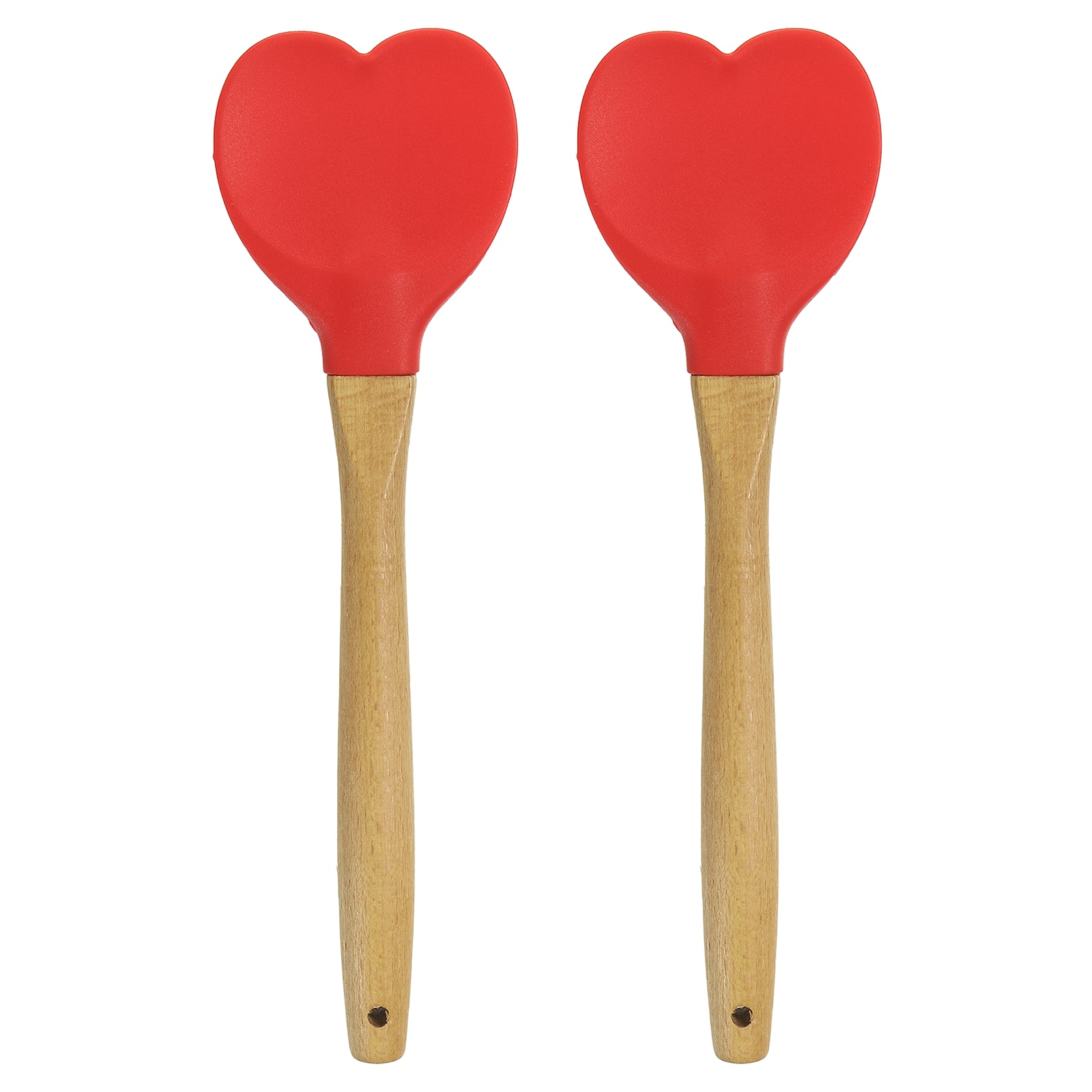 Unique Bargains - 2pcs Silicone Spatula w/ Wood Handle, Heart-Shaped Heat-Resistant Non-Stick Cake Scraper for Baking - Red price history on PriceWatchPro